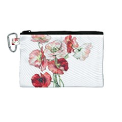 Flowers Poppies Poppy Vintage Canvas Cosmetic Bag (medium)