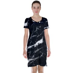 Black Texture Background Stone Short Sleeve Nightdress