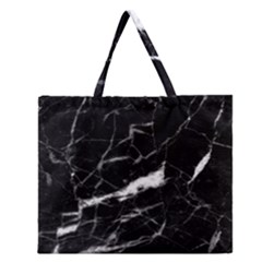 Black Texture Background Stone Zipper Large Tote Bag by Celenk