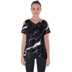 Black Texture Background Stone Cut Out Side Drop Tee