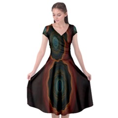 Cosmic Eye Kaleidoscope Art Pattern Cap Sleeve Wrap Front Dress by Celenk