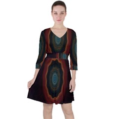 Cosmic Eye Kaleidoscope Art Pattern Ruffle Dress