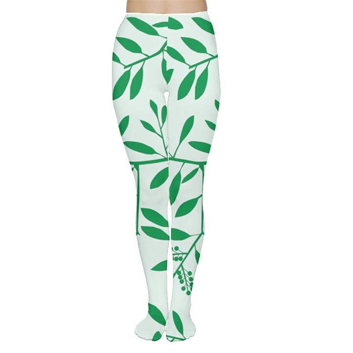 Leaves Foliage Green Wallpaper Women s Tights