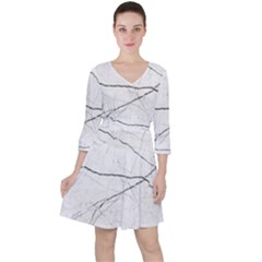 White Background Pattern Tile Ruffle Dress by Celenk