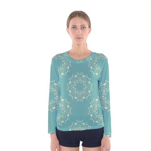 Floral Vintage Royal Frame Pattern Women s Long Sleeve Tee by Celenk