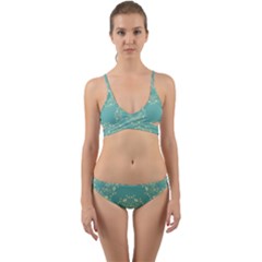 Floral Vintage Royal Frame Pattern Wrap Around Bikini Set by Celenk