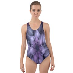 Fractal Flower Lavender Art Cut-out Back One Piece Swimsuit by Celenk