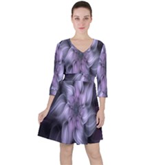 Fractal Flower Lavender Art Ruffle Dress