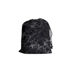 Black Texture Background Stone Drawstring Pouches (small)  by Celenk