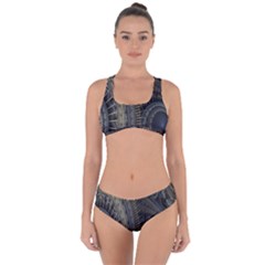 Fractal Spikes Gears Abstract Criss Cross Bikini Set by Celenk