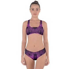 Fractal Magenta Pattern Geometry Criss Cross Bikini Set by Celenk