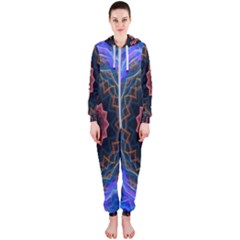 Cosmic Flower Kaleidoscope Art Hooded Jumpsuit (ladies)  by Celenk