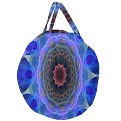 Cosmic Flower Kaleidoscope Art Giant Round Zipper Tote by Celenk