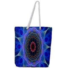 Cosmic Flower Kaleidoscope Art Full Print Rope Handle Tote (large) by Celenk