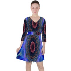 Cosmic Flower Kaleidoscope Art Ruffle Dress