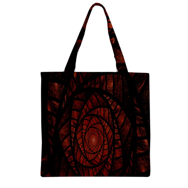 Fractal Red Brown Glass Fantasy Zipper Grocery Tote Bag
