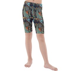 Pattern Background Fish Wallpaper Kids  Mid Length Swim Shorts by Celenk