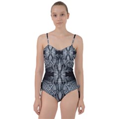 Fractal Blue Lace Texture Pattern Sweetheart Tankini Set by Celenk