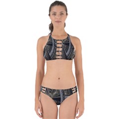 Fractal Circle Circular Geometry Perfectly Cut Out Bikini Set by Celenk