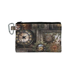 Steampunk, Wonderful Clockwork With Gears Canvas Cosmetic Bag (small)