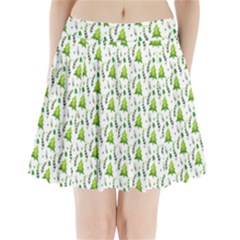 Watercolor Christmas Tree Pleated Mini Skirt