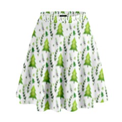 Watercolor Christmas Tree High Waist Skirt by patternstudio