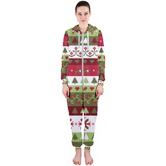 Christmas Spirit Pattern Hooded Jumpsuit (ladies)  by patternstudio