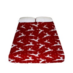 Red Reindeers Fitted Sheet (full/ Double Size) by patternstudio