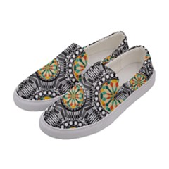 Beveled Geometric Pattern Women s Canvas Slip Ons by linceazul