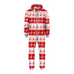 Knitted Red White Reindeers Hooded Jumpsuit (kids) by patternstudio