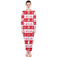 Knitted Red White Reindeers Onepiece Jumpsuit (ladies) 