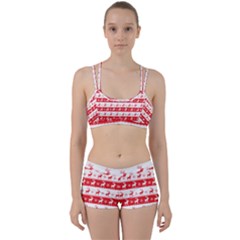 Knitted Red White Reindeers Women s Sports Set