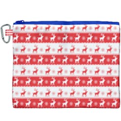 Knitted Red White Reindeers Canvas Cosmetic Bag (xxxl)