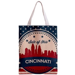 Retro Cincinnati Ohio Skyline Zipper Classic Tote Bag by Bigfootshirtshop