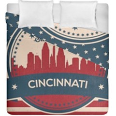 Retro Cincinnati Ohio Skyline Duvet Cover Double Side (king Size)