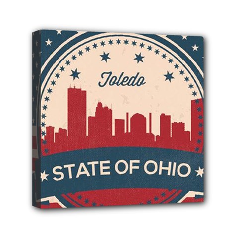 Retro Toledo Skyline Mini Canvas 6  X 6  by Bigfootshirtshop