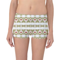 Striped Ornate Floral Print Boyleg Bikini Bottoms by dflcprints