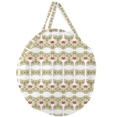 Striped Ornate Floral Print Giant Round Zipper Tote by dflcprints
