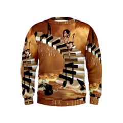 Cute Little Girl Dancing On A Piano Kids  Sweatshirt by FantasyWorld7