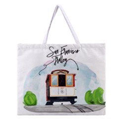 San Francisco Trolley California Bear Zipper Large Tote Bag by Bigfootshirtshop