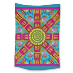 Sunny And Bohemian Sun Shines In Colors Large Tapestry by pepitasart