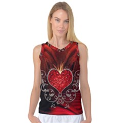 Wonderful Heart With Wings, Decorative Floral Elements Women s Basketball Tank Top by FantasyWorld7