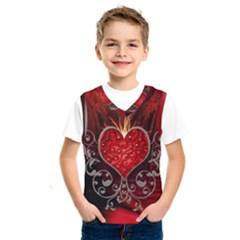 Wonderful Heart With Wings, Decorative Floral Elements Kids  Sportswear by FantasyWorld7