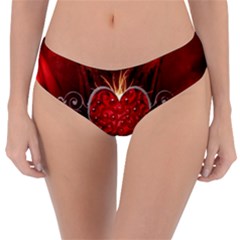 Wonderful Heart With Wings, Decorative Floral Elements Reversible Classic Bikini Bottoms by FantasyWorld7
