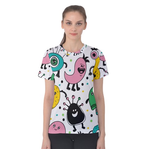 Cute And Fun Monsters Pattern Women s Cotton Tee by Bigfootshirtshop