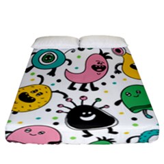 Cute And Fun Monsters Pattern Fitted Sheet (california King Size) by Bigfootshirtshop