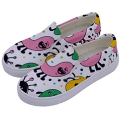 Cute And Fun Monsters Pattern Kids  Canvas Slip Ons