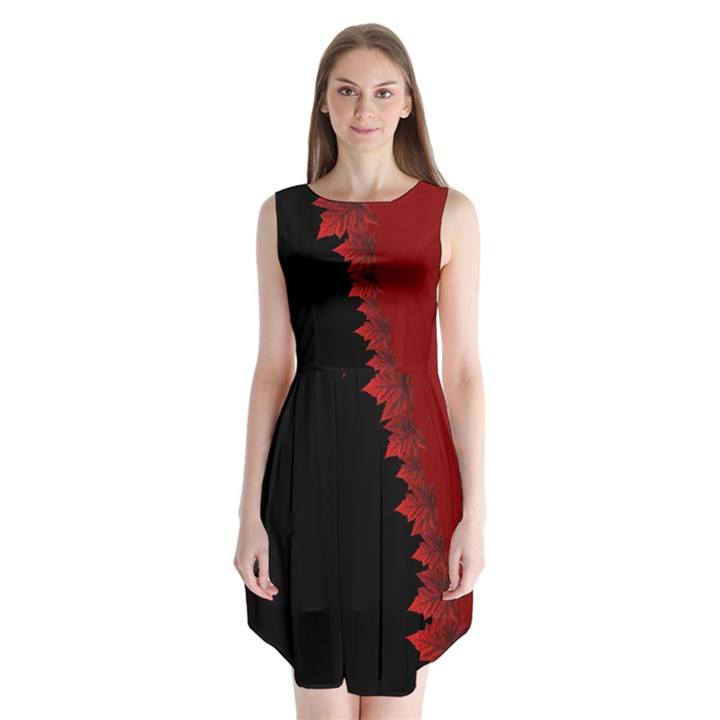 Canada Maple Leaf  Sleeveless Chiffon Dress  