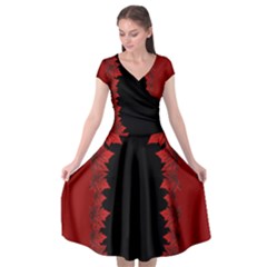 Canada Maple Leaf  Cap Sleeve Wrap Front Dress