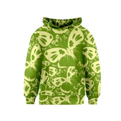 Pale Green Butterflies Pattern Kids  Pullover Hoodie by Bigfootshirtshop